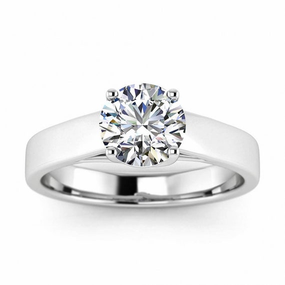 Classic Style Flat Solitaire Engagement Ring