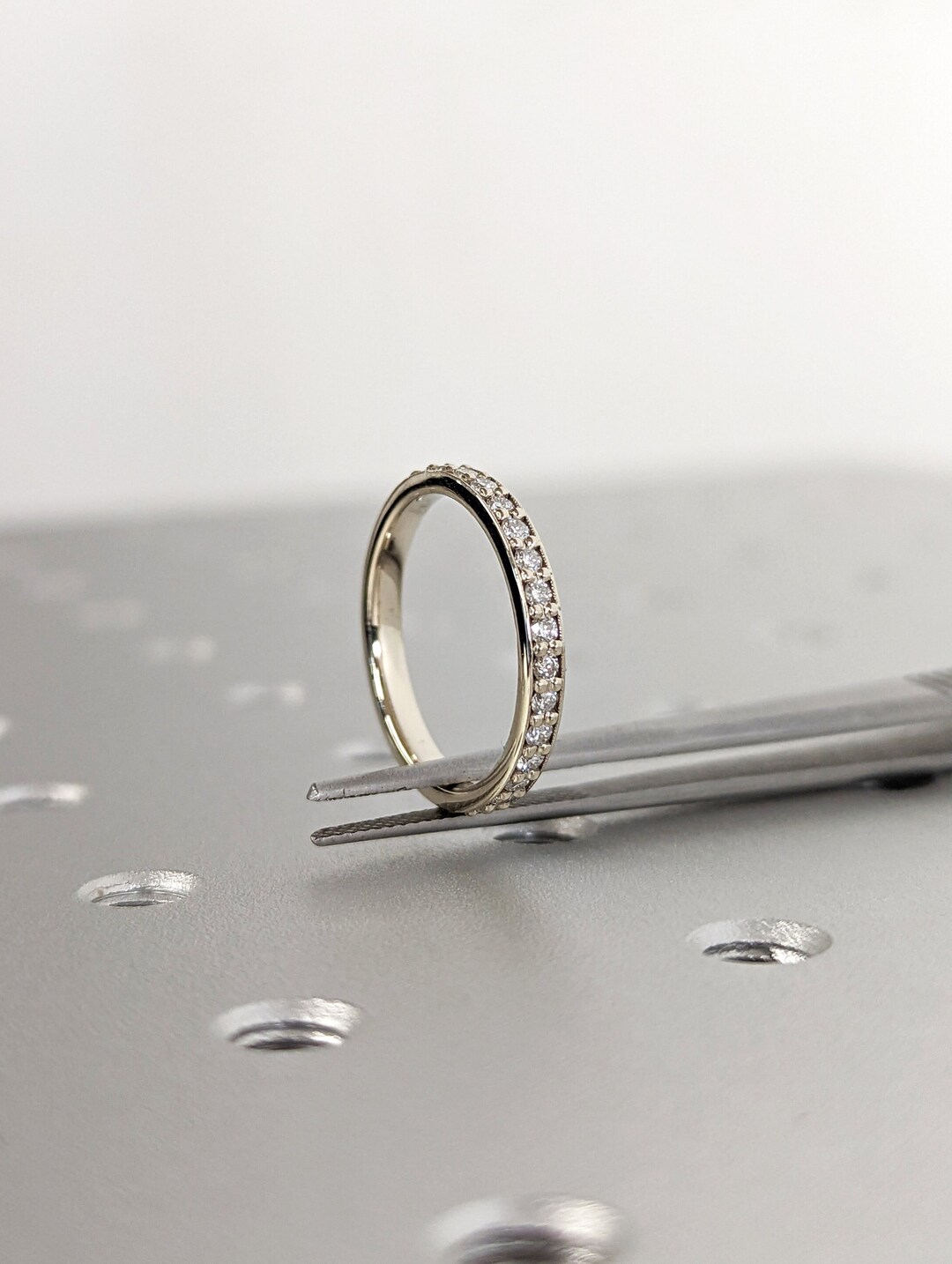 14k 18k Gold Full Diamond Moissanite Eternity Ring, Stackable Ring ...