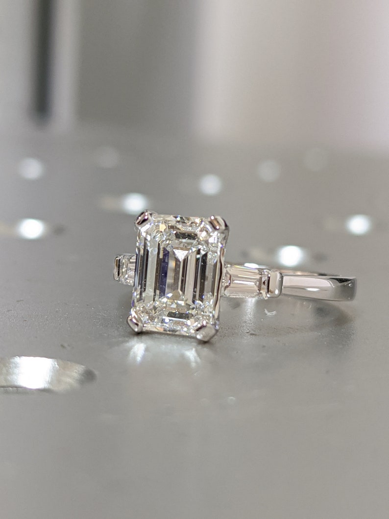 Emerald Cut Engagement Ring Emerald Cut Ring Baguette | Etsy