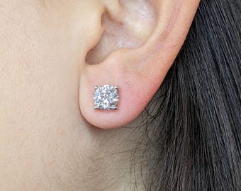 0.50 CT 14K ホワイトゴールド F VVS2 ダイヤモンド スタッドピアス 