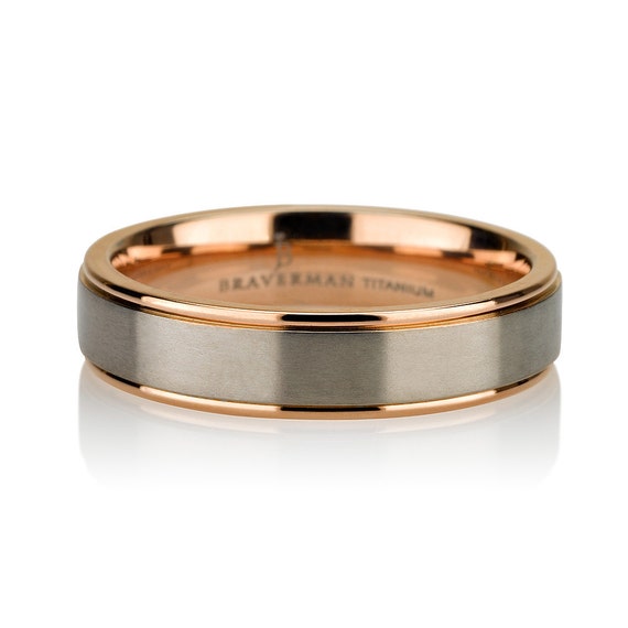 Rare Titanium Brushed Rose Gold Titanium Wedding Ring Plated Band 5mm FREE  Laser Engraving