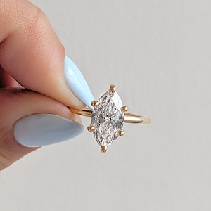 2 Carat Marquise Diamond Engagement Ring | 14k Gold Rings for Women | Lab Created Diamond Promise Ring | Certified IGI Diamond | Bridal Ring