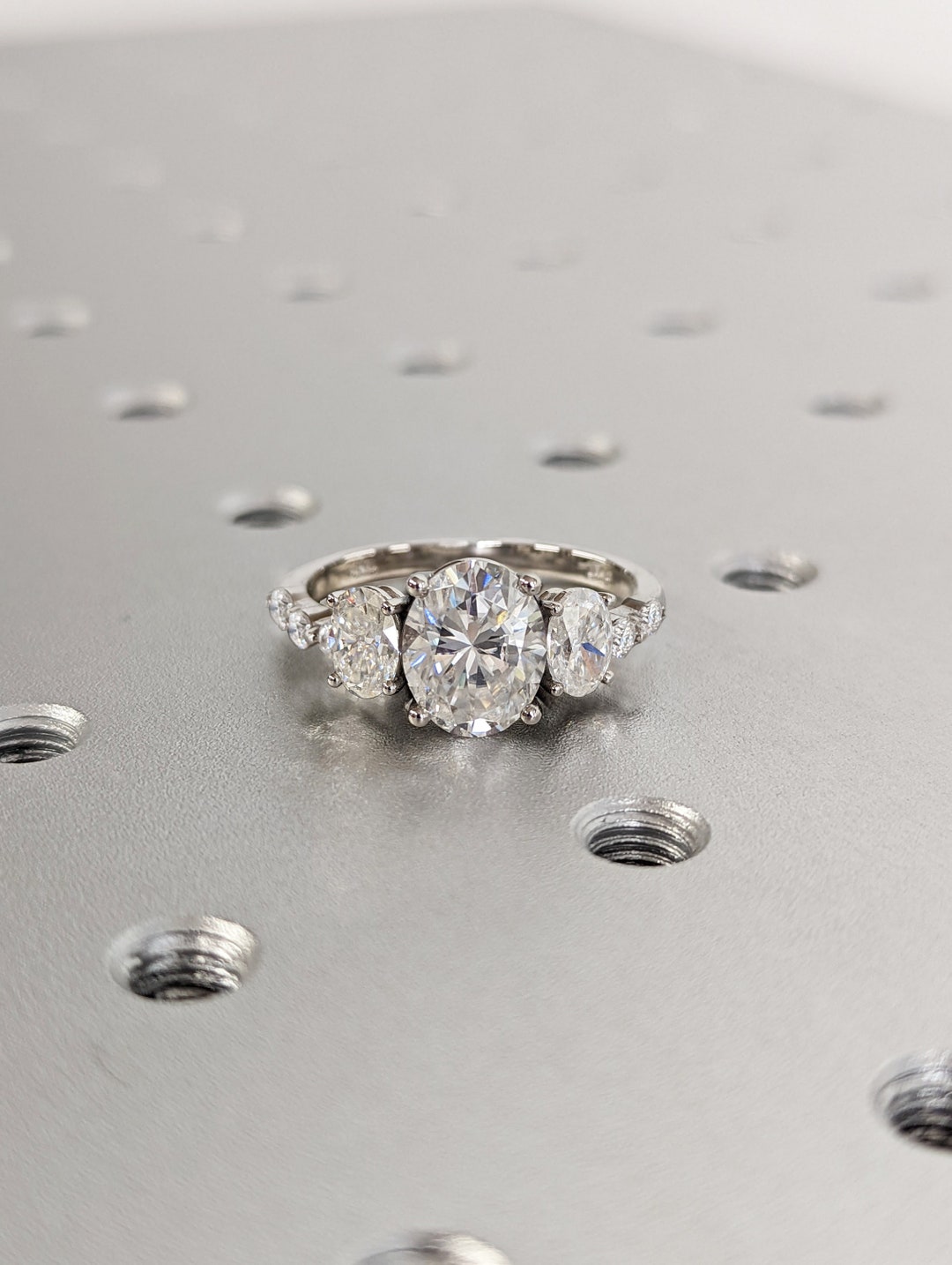 3CT Oval Moissanite Engagement Ring/4ctw Oval Cut Three Stone Ring for ...