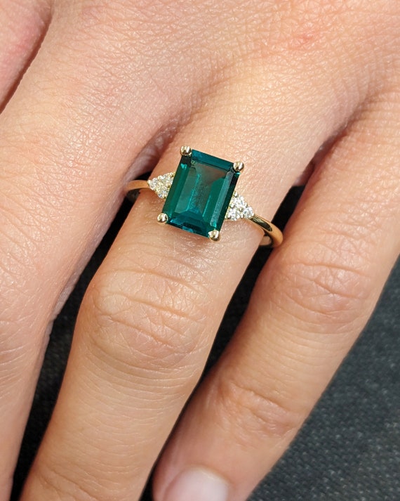 ヴィンテージ 1、1.5、2CT ラボエメラルドエンゲージリング エメラルド 