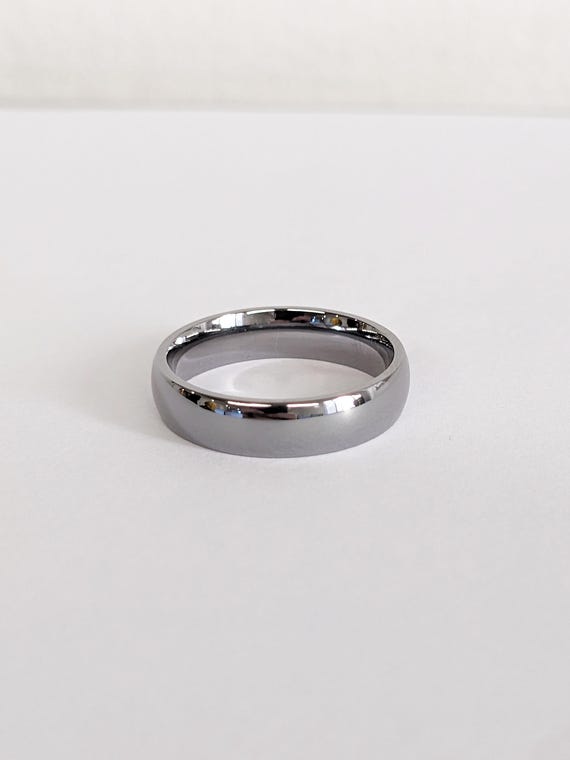 Pure Tantalum Mens Wedding Ring, 5mm Gunmetal Grey Polished Finish Ring, Minimalist Comfort Fit Tantalum Wedding Band, Unique Birthday Gift