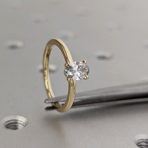 Solitaire Oval cut 0.5ct Lab Diamond 14K Yellow Gold Talon Prong Engagement Ring