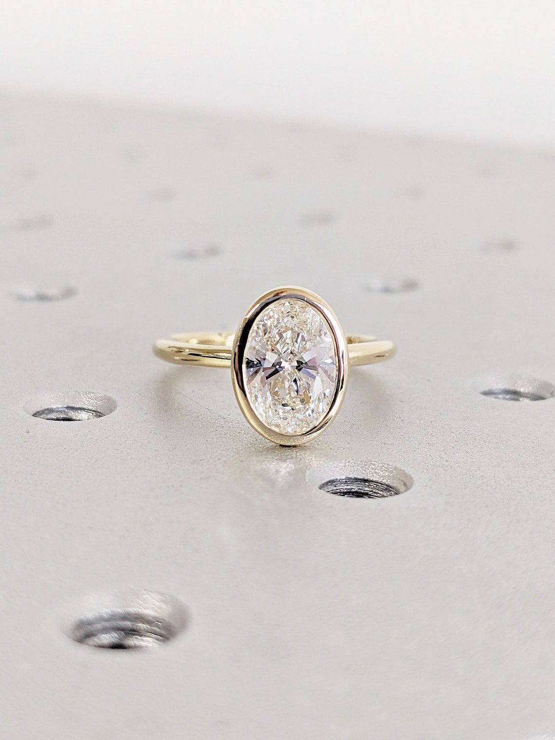 Oval Cut Moissanite Solitaire Ring | 14K Yellow Gold Engagement Ring ...