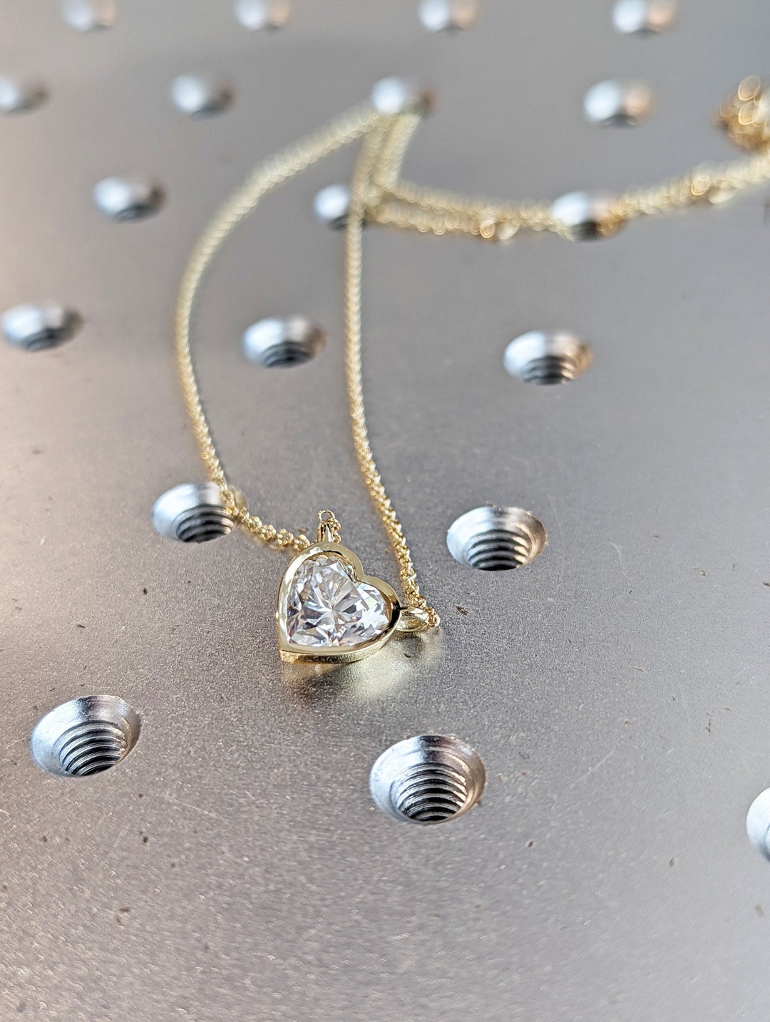 Charmsy Sterling Silver Heart Pendant Necklace With Cubic Zirconia - 25mm, Yellow-Gold Plated, 18+2" Chain, Perfect Teen Gift