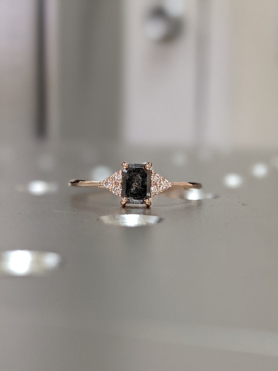 Black Spinel and Baguette Diamond Accent Stack Ring in Sterling Silver with  Black Rhodium | Peoples Jewellers