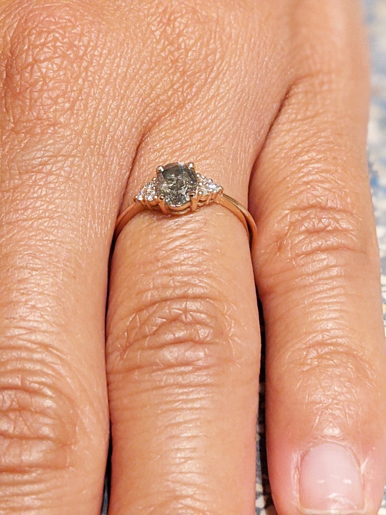 Vintage Salt and Pepper Diamond Engagement Ring Rose Gold Etsy
