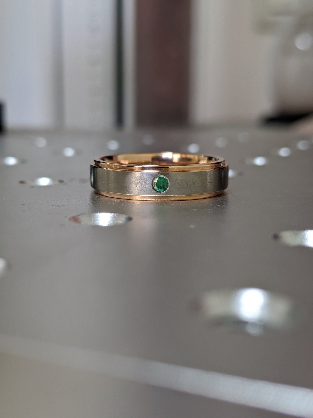 Emerald Wedding Band Rose Gold Emerald Band Rose Gold Wedding Band 