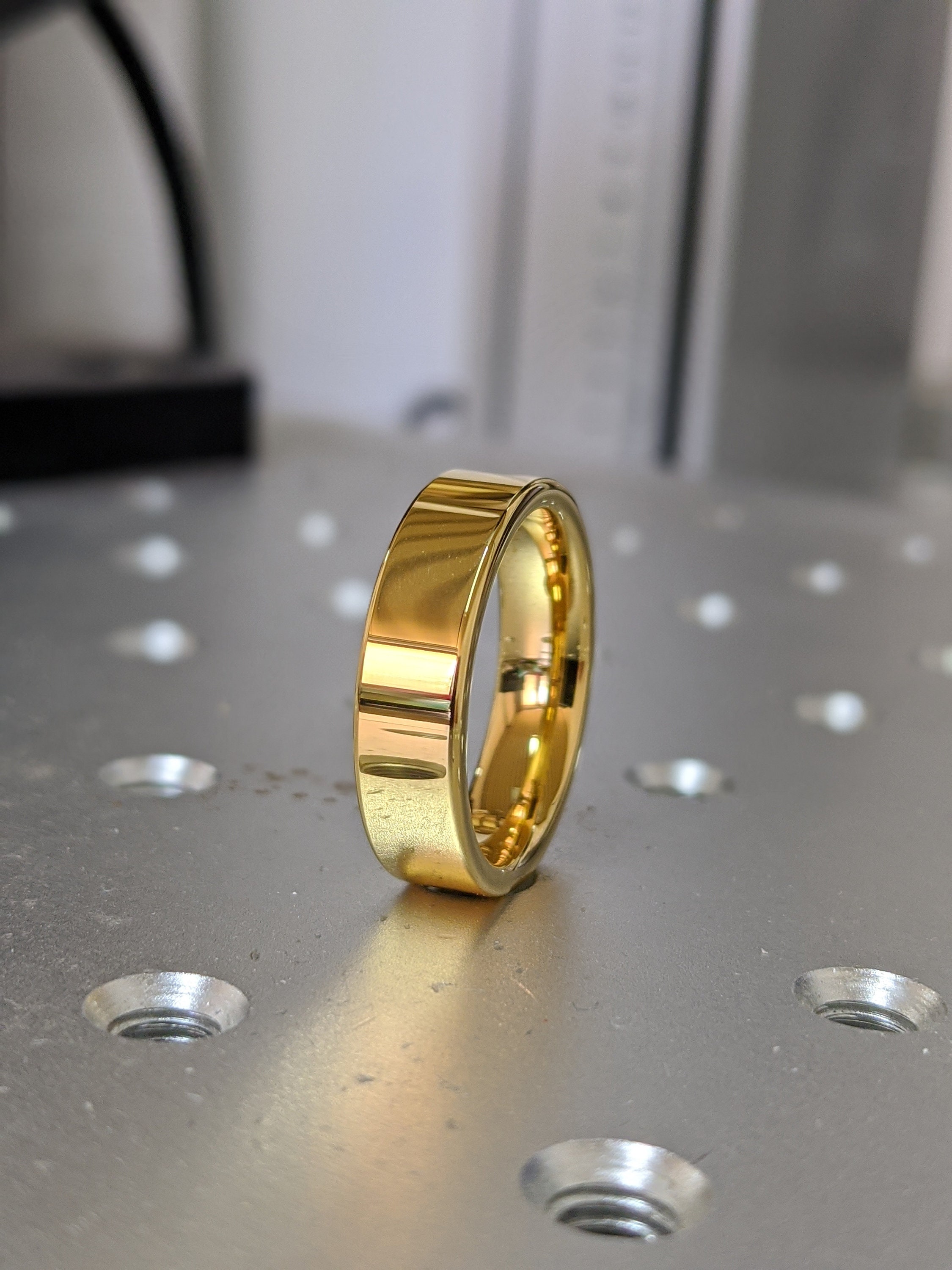 14k Yellow Gold Plated Mens Tungsten Wedding Band Ring Bands Etsy