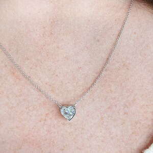 2ct Heart Shape Moissanite Pendant  Necklace. 14K 18K Solid Gold Chain. Gift for Her