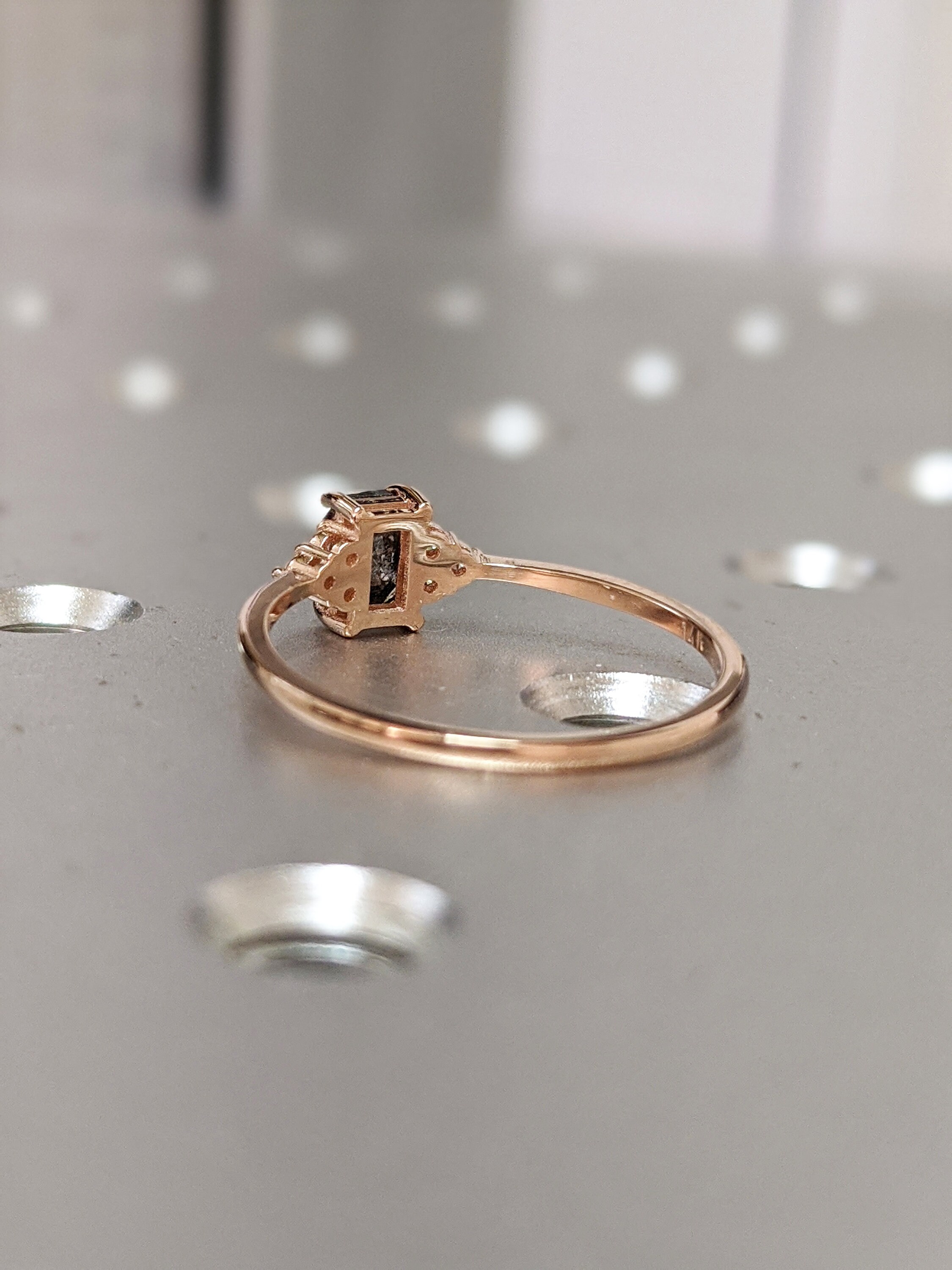 Vintage salt and pepper diamond engagement ring white gold Etsy