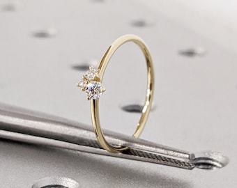Diamond Engagement Ring, Minimalist Engagement Ring, Promise Ring for Her, Dainty Engagement Ring, Small Diamond Ring, Moissanite Options