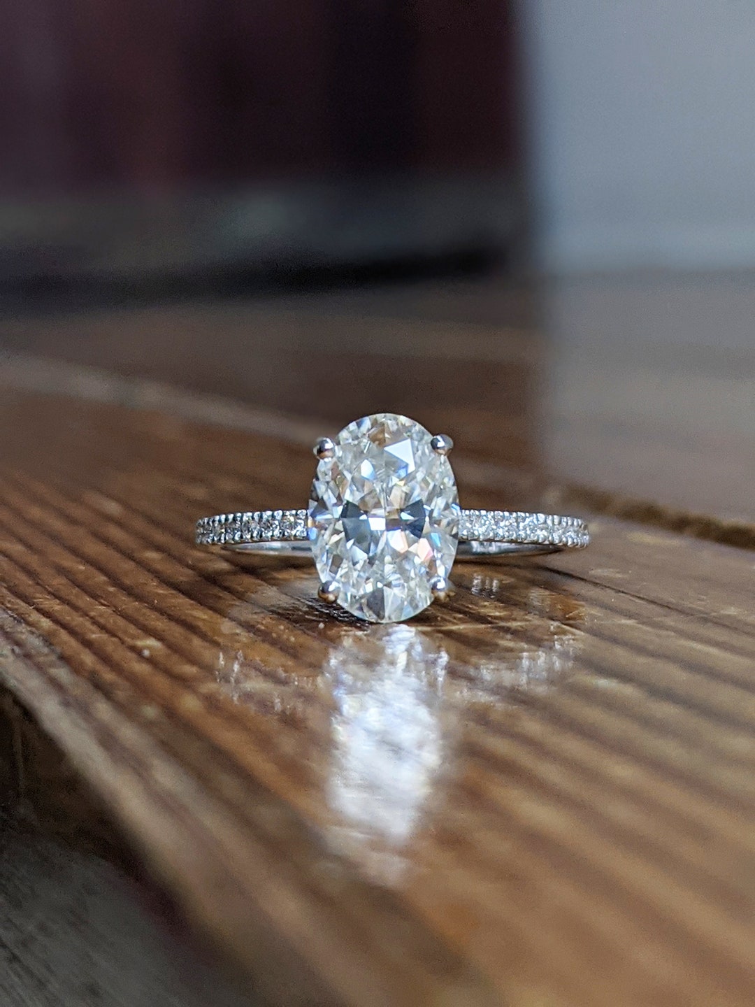 2cts Moissanite Oval Engagement Ring, Oval Moissanite and Solitaire ...