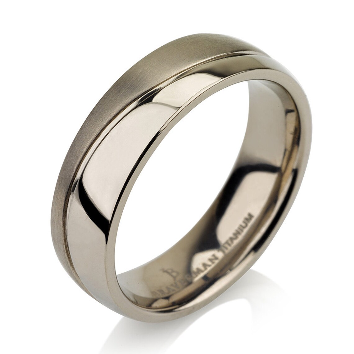 Domed Curved Wedding Ring Wedding Band Titanium Half Polished - Etsy
