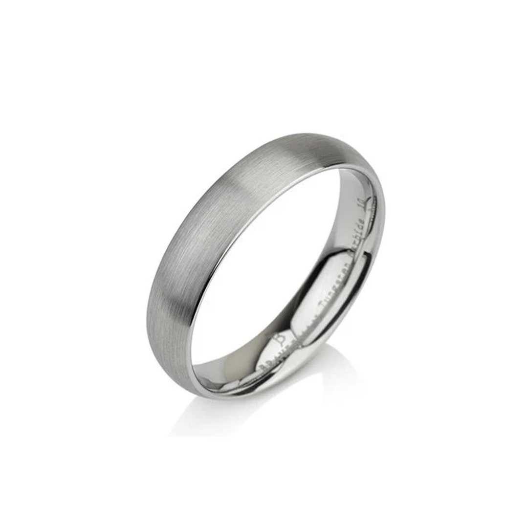 Martel White Tungsten Ring with Hammered Finish and Polished Bevels - 10mm 10mm / 12.00