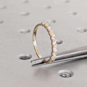 Vintage Labrador Diamant Marquise Schliff Runde Ehering | 14K Gelbgold Ehering | Halbes Eternity Band | Versprechen Ring Band Jubiläum Ring