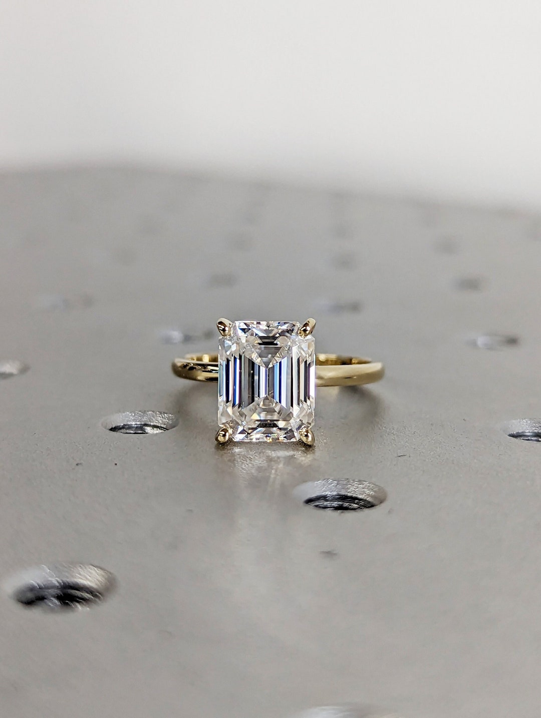3 Carat Emerald Cut Solitaire Engagement Ring, Emerald Cut Engagement