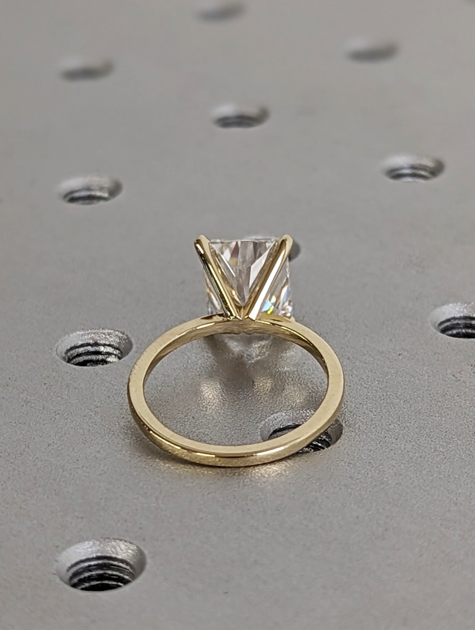 3ct Radiant Cut Lab Diamond Solitaire, 14K Yellow Gold Engagement Ring ...
