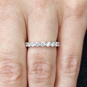 3/4 Eternity Lab Grown Diamond Wedding Band | 1 Carat Man Made Diamond Bridal Rings for Women | 2.6mm Gold Band in 14K White, Yellow or Rose