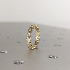 14k 18k Gold Full Diamond Moissanite Eternity Ring, Stackable Ring ...