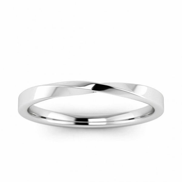 14k white gold ciana twisted wedding ring 2mm, Twisted band, Thin band, Twist ring, Unique design, 14K White Gold, Wedding Band