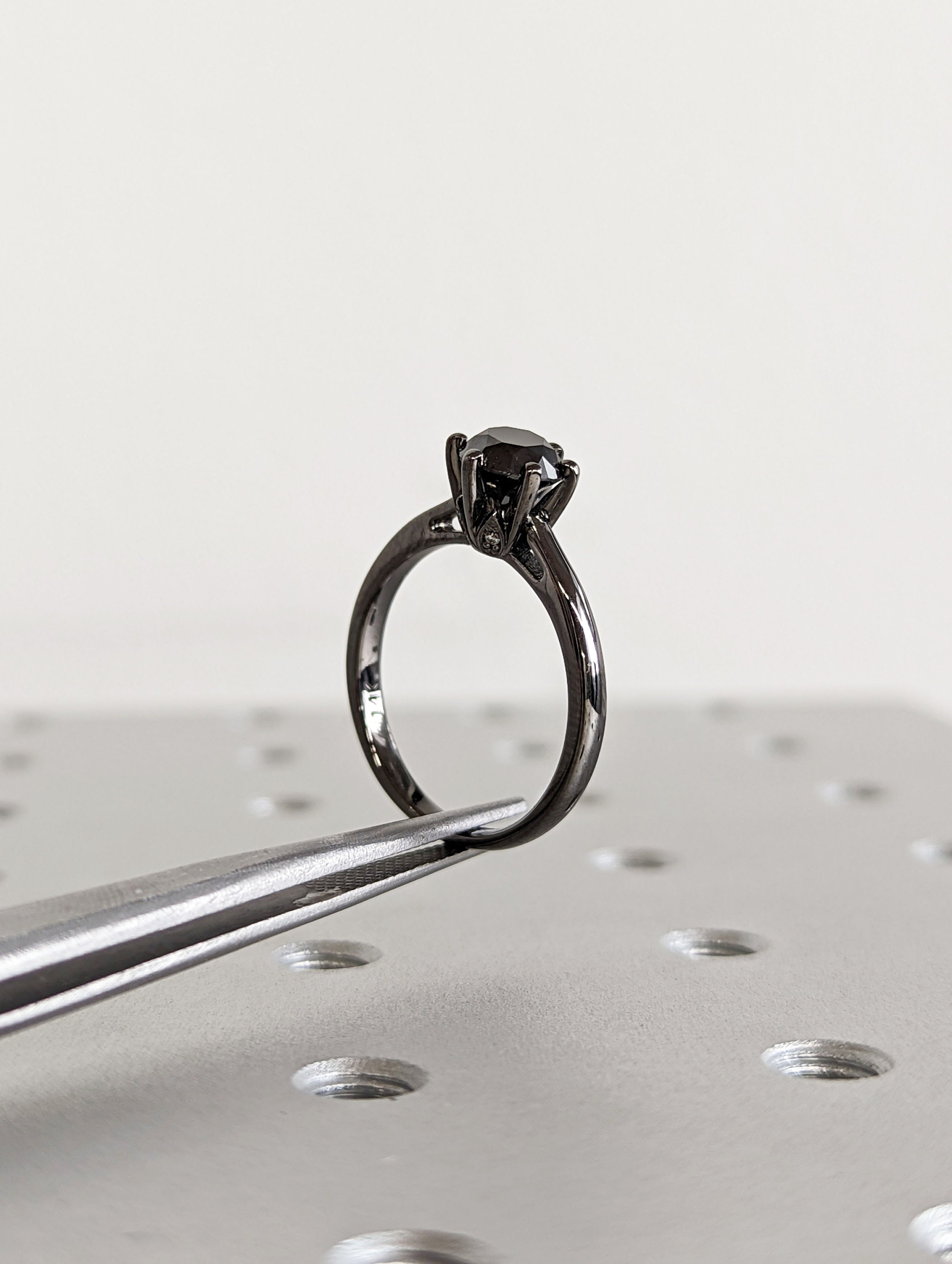 Vintage Engagement Black Diamond Ring, Black Gold Ring, Promise Ring ...