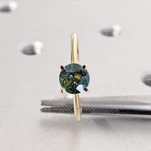 Comfort Fit Montana Sapphire Ring, Dainty 14k Solid Gold Engagement Ring, 0.5ct Teal Sapphire Promise Ring, Sapphire Jewelry, Solitaire Ring