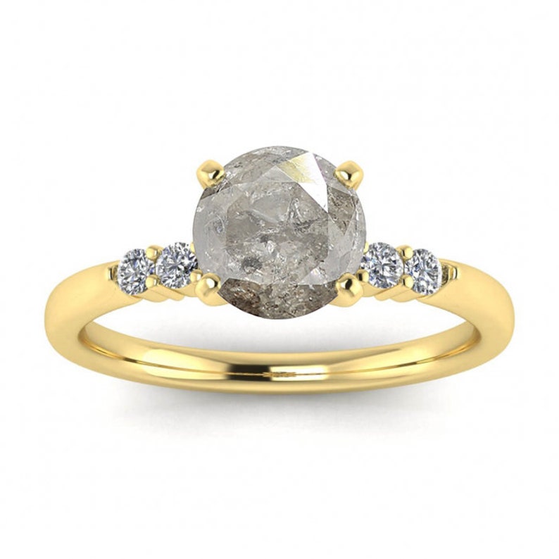 Black Salt and Pepper Diamond Ring Rose Cut Salt and Pepper Etsy