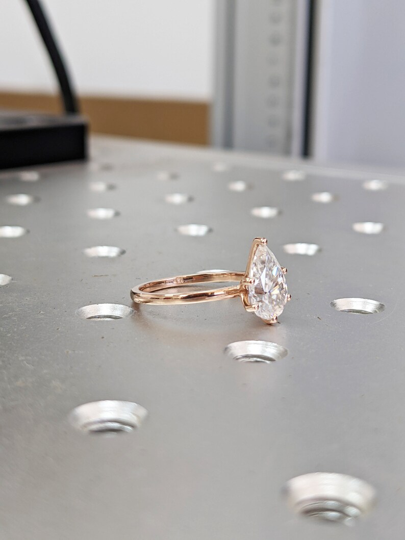Pear Shaped Moissanite Engagement Ring Teardrop Moissanite Etsy