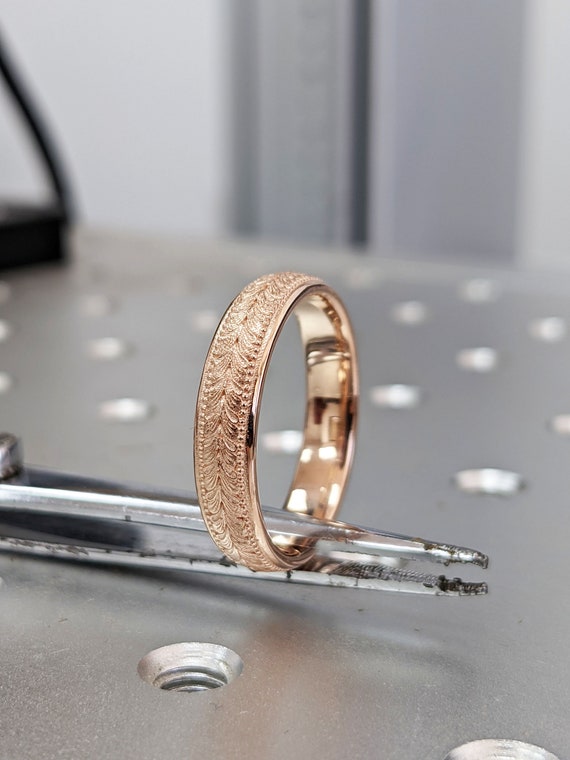 Anillo de boda de oro rosa s lido de 14K 18K para hombres y