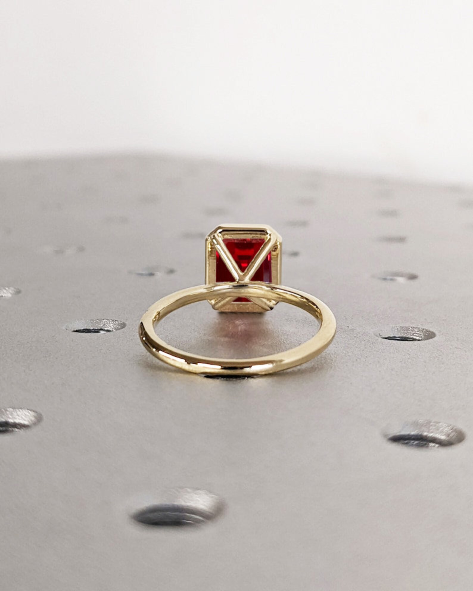 Bezel Set Ruby Ring 14K Solid Yellow Gold Gemstone Engagement Ring for ...