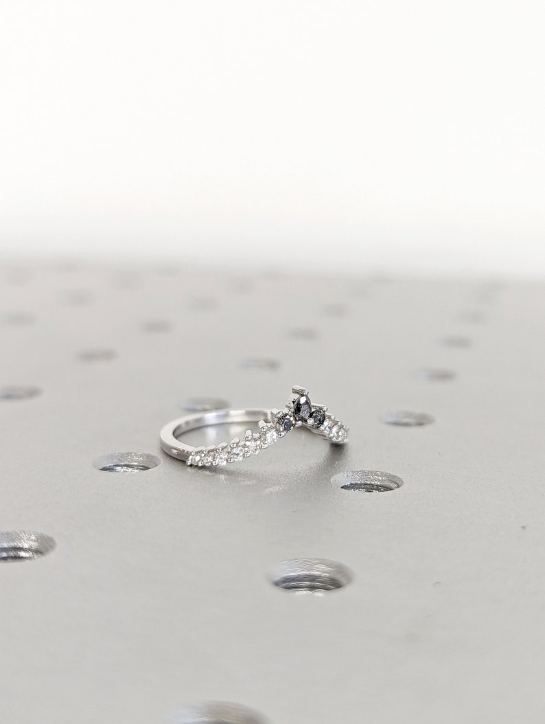 Curved Salt and Pepper Diamond Wedding Band Half Eternity Thin Etsy