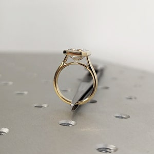 3CT Emerald Cut Lab Grown Diamond Solitaire Ring, 14K Yellow Gold Engagement Ring, Bezel Setting, Statement Ring, Gift For Her, Minimalist