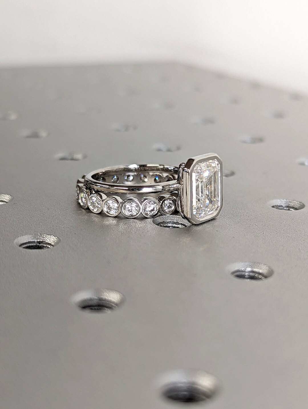 3CT Emerald Cut Moissanite Solitaire Ring, 14K White Gold Engagement ...