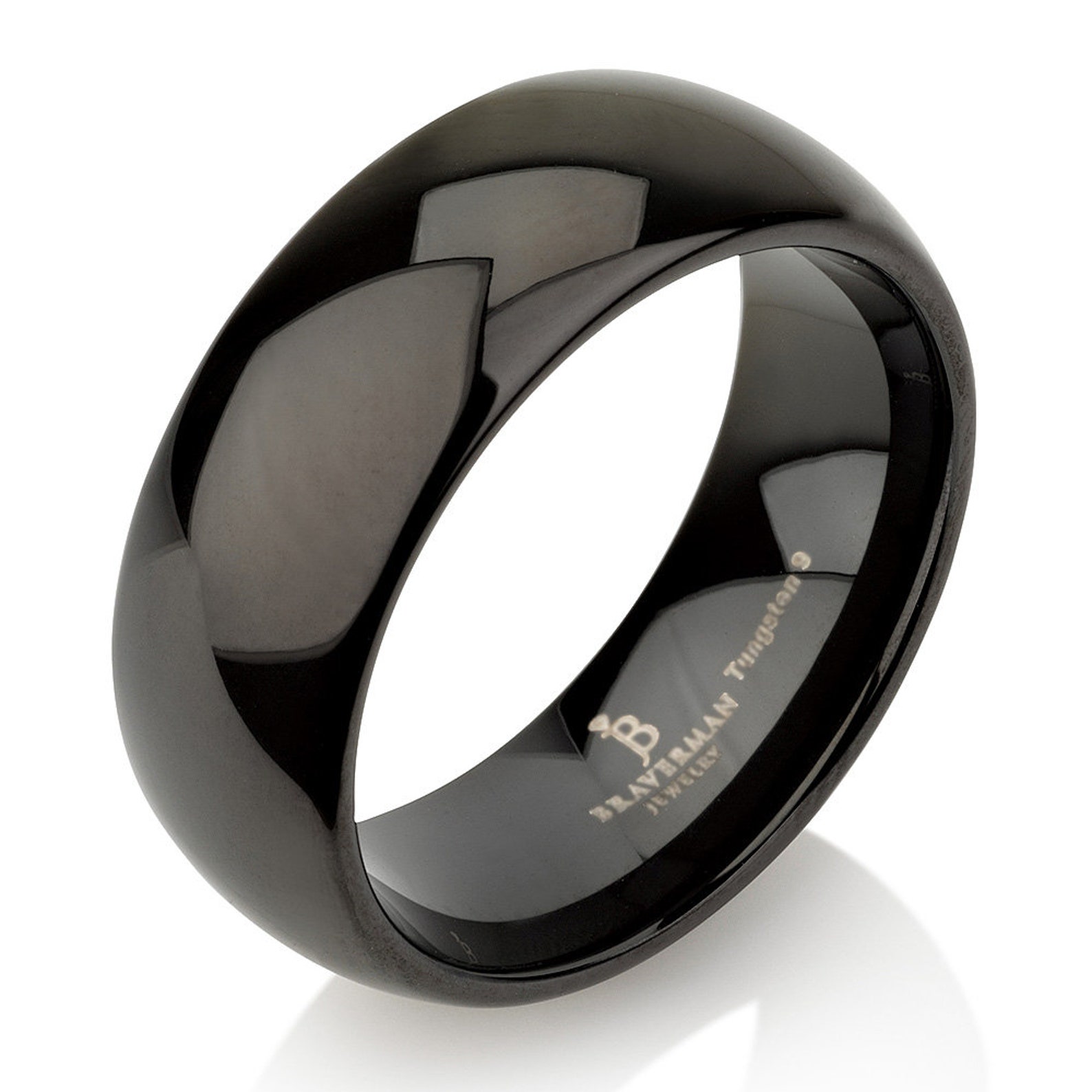 Black Domed Tungsten Ring Mens Wedding Band Ring 5 mm