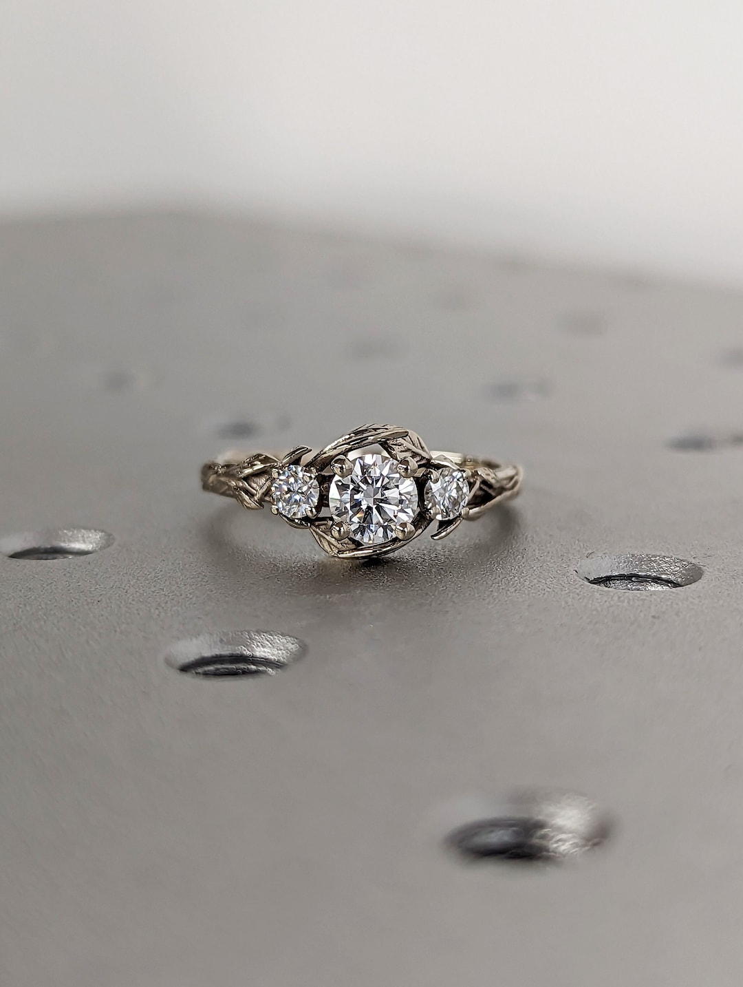 Leaf Vine Branch White CZ Polished Ring - .925 Sterling Silver Band, Sizes 4-10, Genuine Sterling Silver Jewelry