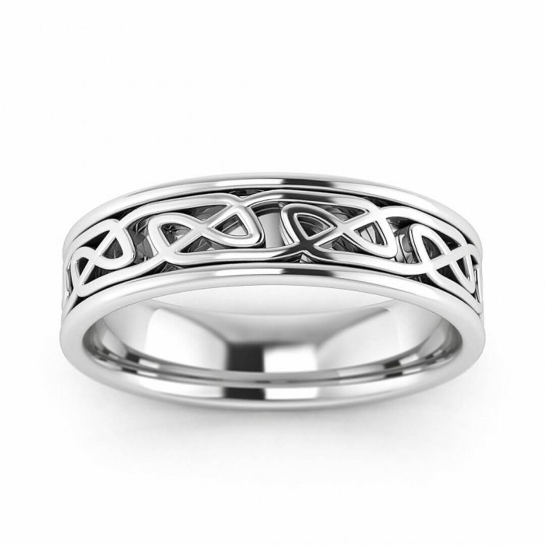 14k White Gold Irish Ring With Endless Knot 5mm Celtic Knot - Etsy