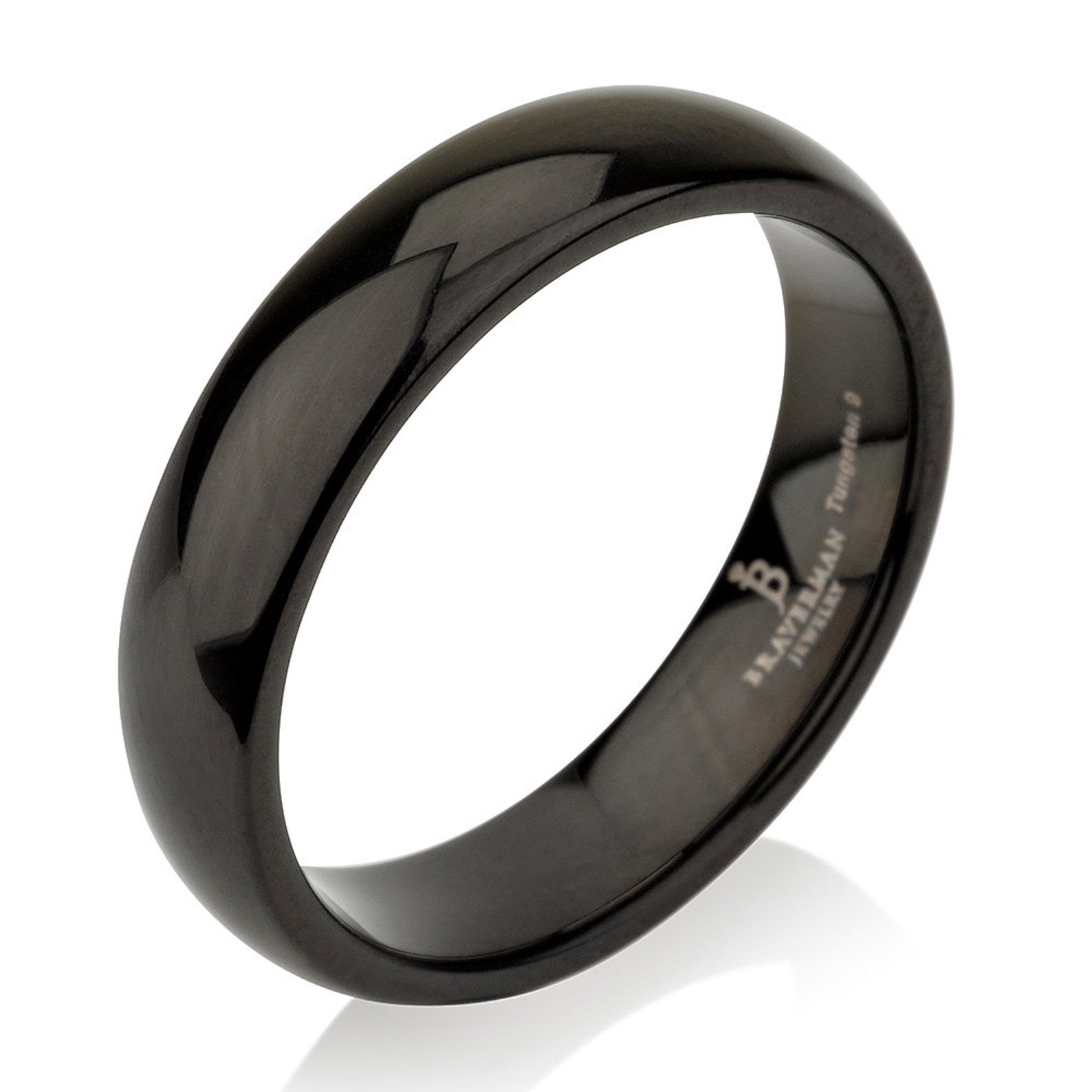 Black Domed Tungsten Ring Mens Wedding Band Ring 5 mm