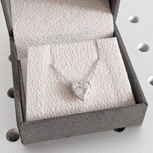 2ct Heart Shape Moissanite Solitaire Women Necklace |  14K White Gold 42cm Length Chain | Bezel set Dainty Diamond Pendant | Birthday Gift