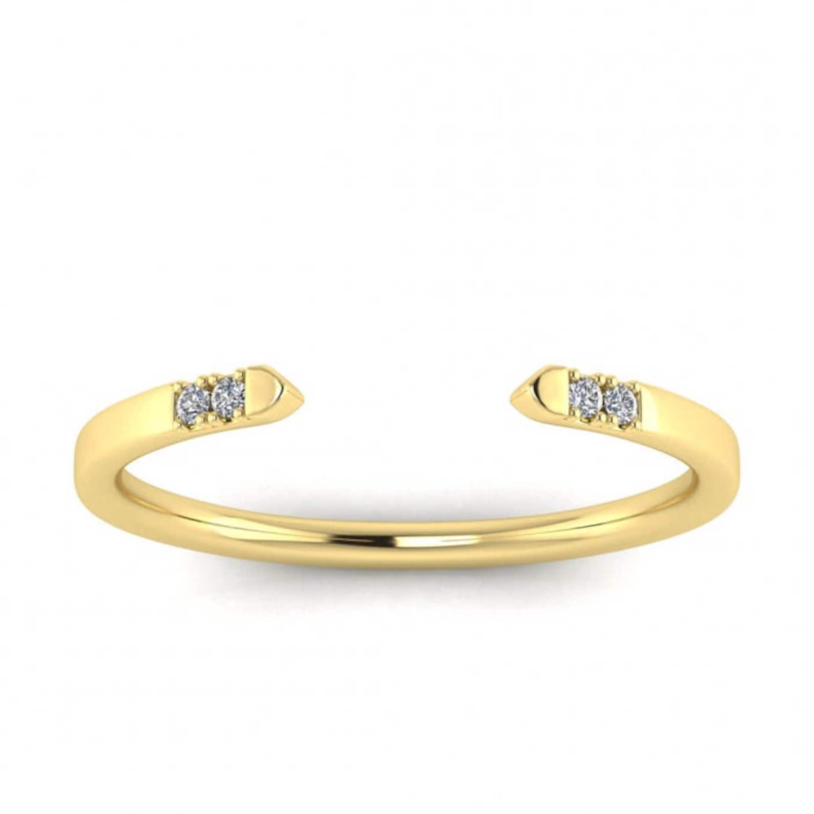 Diamond Wedding Band Simple Diamond Wedding Ring14k Solid Etsy