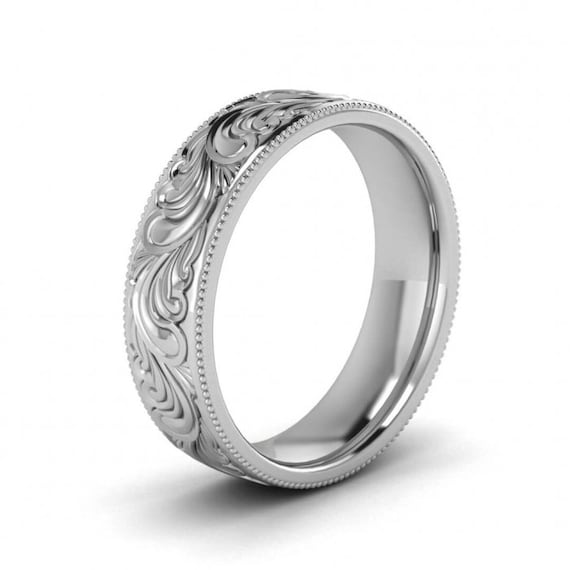 14k White Gold Feather Ring Vintage Antique Feather Milgrain