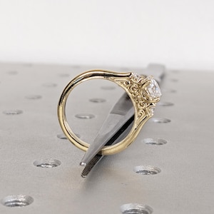 Lab Grown Diamond Ring, 14k Yellow Gold Two Tone Ring, Milgrain Engagement Rings for Women, Filigree Wedding Ring, Unique Anniversary Ring