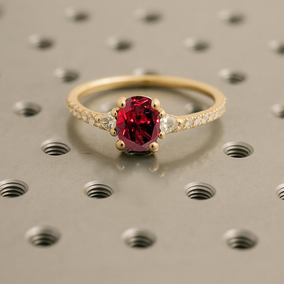 14k Solid Gold Ruby Engagement Ring, July Birthstone Anniversary Rings ...