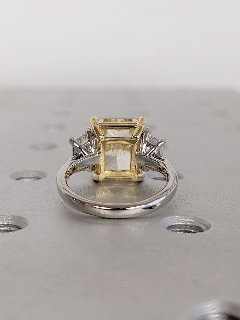 Yellow Lab Diamond Ring, Vintage Two Tone Engagement Ring, Radiant Cut Rings image 6
