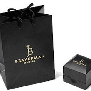 May include: A black gift bag with a gold logo that says "Braverman Jewelry" and a smaller black box with a gold logo that says "Braverman".