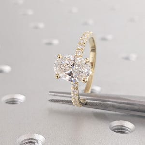 1.5 CT Oval Lab Diamond Engagement Ring | Lab Grown Diamond Ring | Hidden Halo Oval Ring | Oval Engagement Ring | Diamond Ring | IGI Diamond
