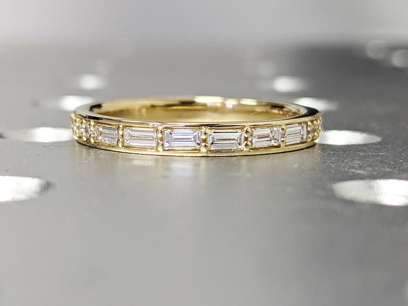 Baguette Diamond Ring / 14k Gold Half Eternity Baguette - Etsy